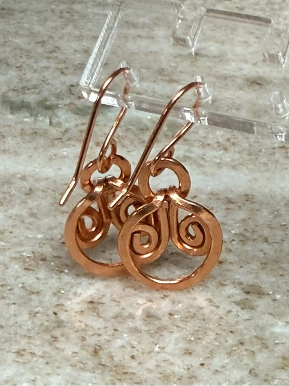 Fire Agate Hammered Copper Dangle Earrings